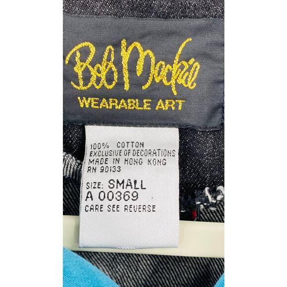 Bob Mackie Wearable Art Vintage Embroidered Black Denim Jacket Small Maximalist - Picture 4 of 11